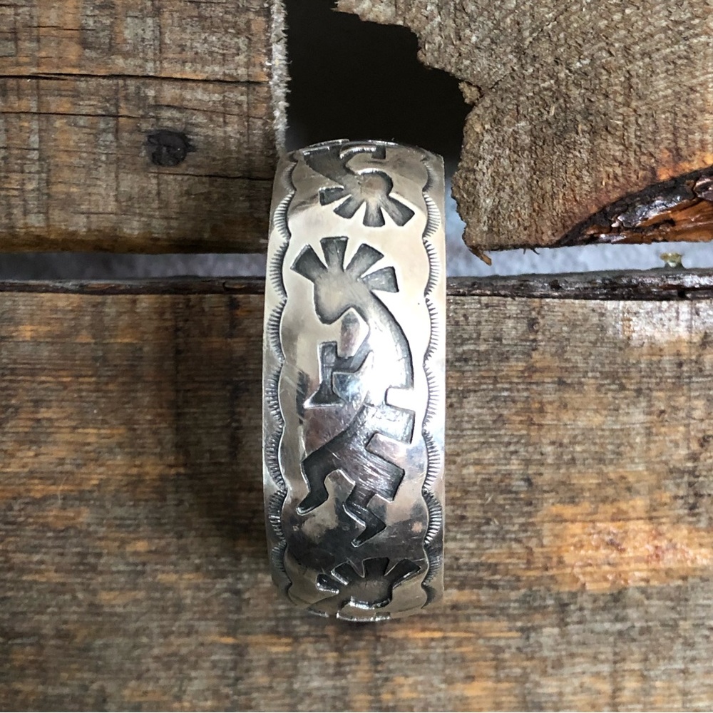 Kokopelli Navajo Sterling Silver Cuff Bracelet